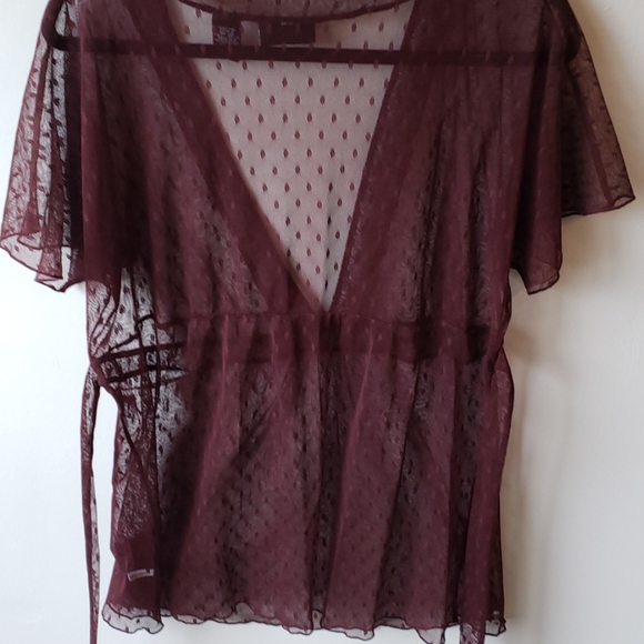 New York and Company Tie Back Sheer baby doll Top NY&CO - Picture 8 of 9